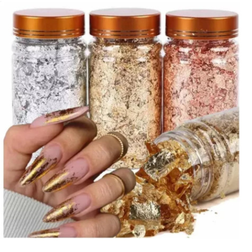 PAPEL DECORATIVO PARA MANICURE TONO COBRE 10gr