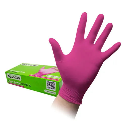 GUANTE NITRILO FUCSIA TALLA M 100UNID KMG