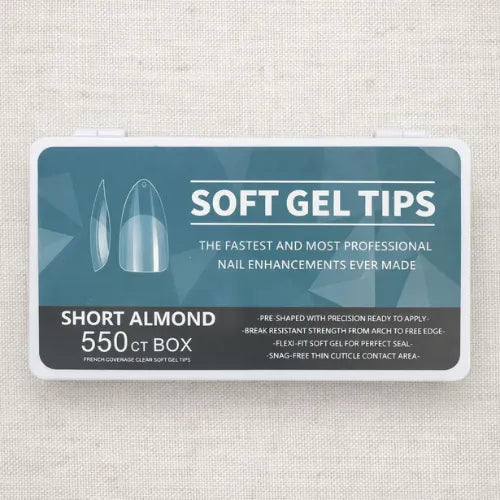 TIPS SOFT GEL SHORT ALMOND 550 PIEZAS