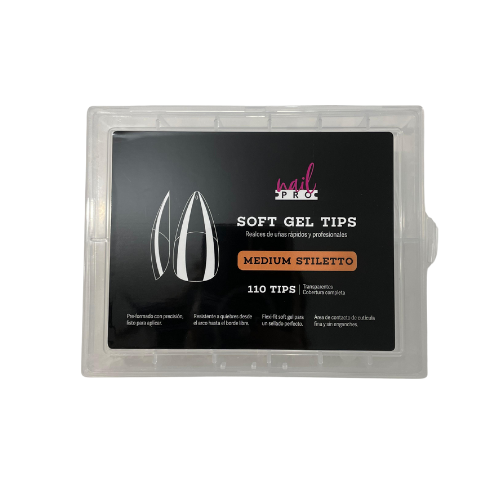 TIPS SOFT GEL MEDIUM STILETTO 110U (PRE-LIMADOS)