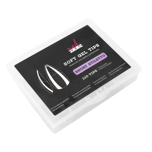 TIPS SOFT GEL SHORT STILETTO 100U (PRE-LIMADOS)