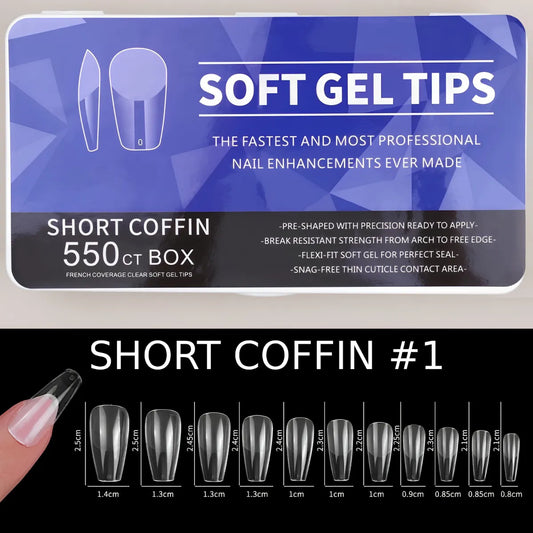 TIPS SOFT GEL 550 UNID SHORT COFFIN