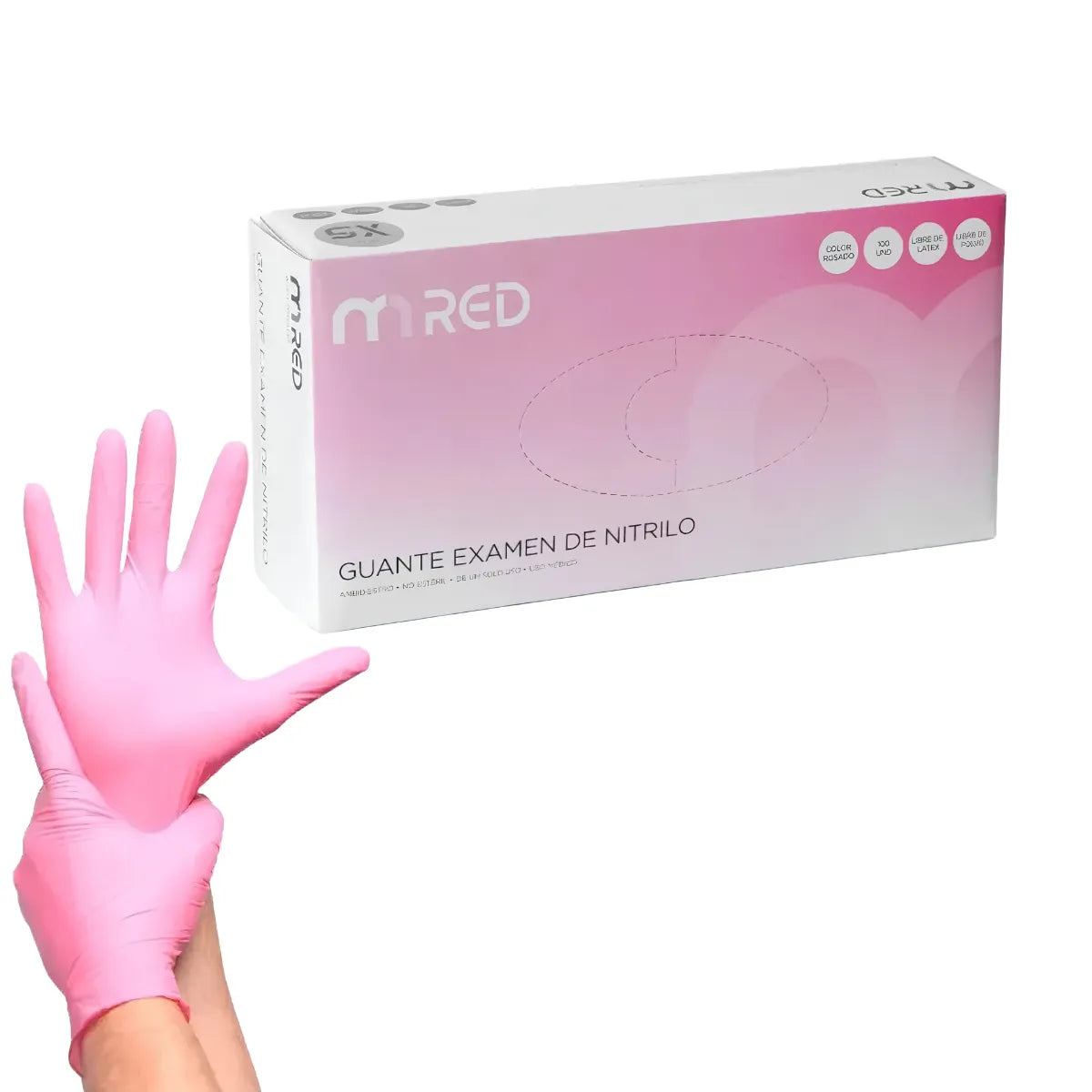 GUANTES DE NITRILO ROSADO 100 UNID